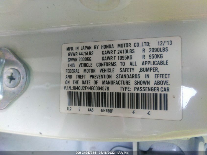 2014 ACURA TSX JH4CU2F44EC004578