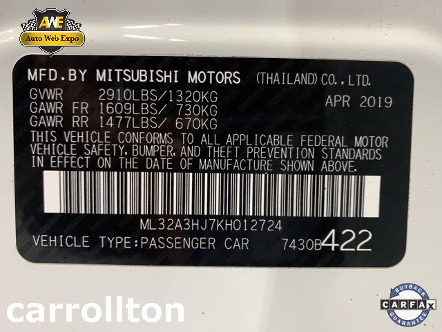 2019 MITSUBISHI MIRAGE ES/RF ML32A3HJ7KH012724