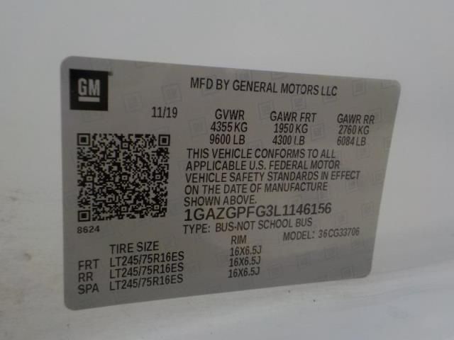 2020 CHEVROLET EXPRESS PASSENGER LT 1GAZGPFG3L1146156