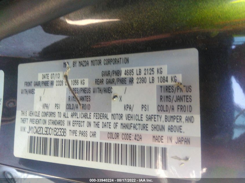 2013 MAZDA MAZDA5 GRAND TOURING JM1CW2DL9D0162338