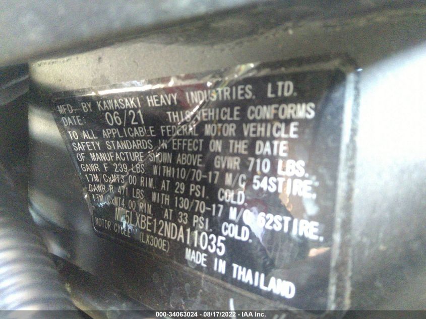 2022 KAWASAKI KLX300 E ML5LXBE12NDA11035