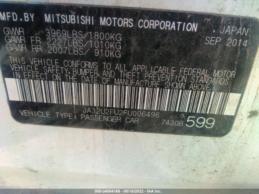 2015 MITSUBISHI LANCER ES JA32U2FU2FU006496
