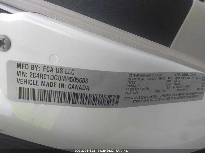 2021 CHRYSLER VOYAGER LXI 2C4RC1DG0MR505608