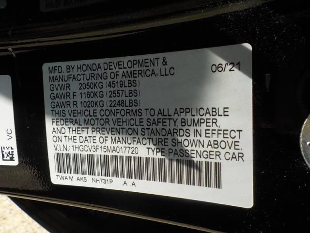2021 HONDA ACCORD HYBRID 1HGCV3F15MA017720