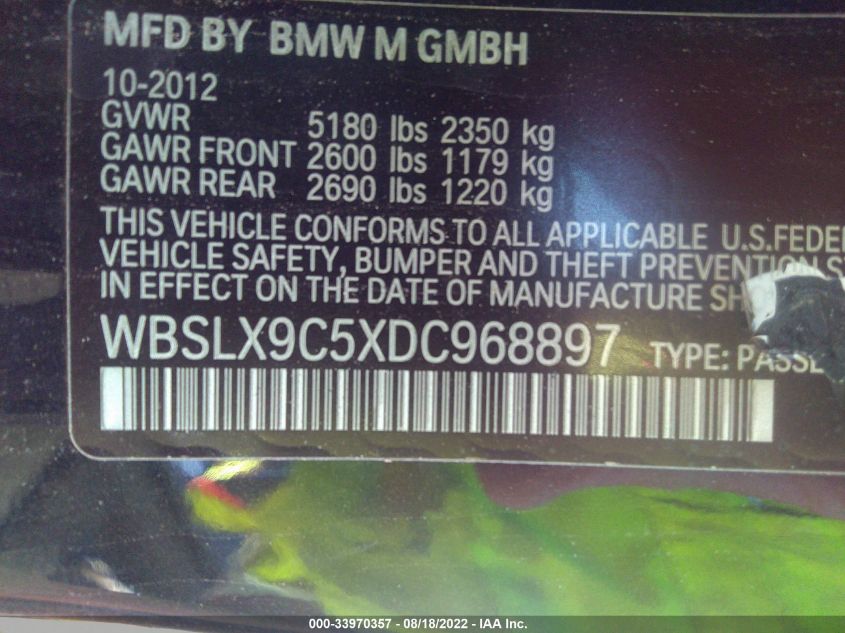 2013 BMW M6 WBSLX9C5XDC968897