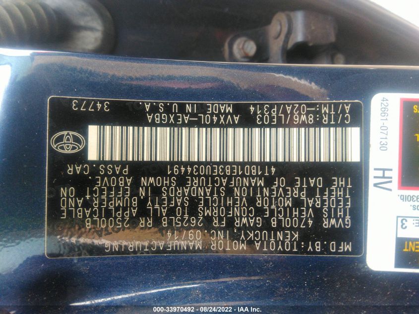 2014 TOYOTA AVALON HYBRID LIMITED/XLE TOURING 4T1BD1EB3EU034491