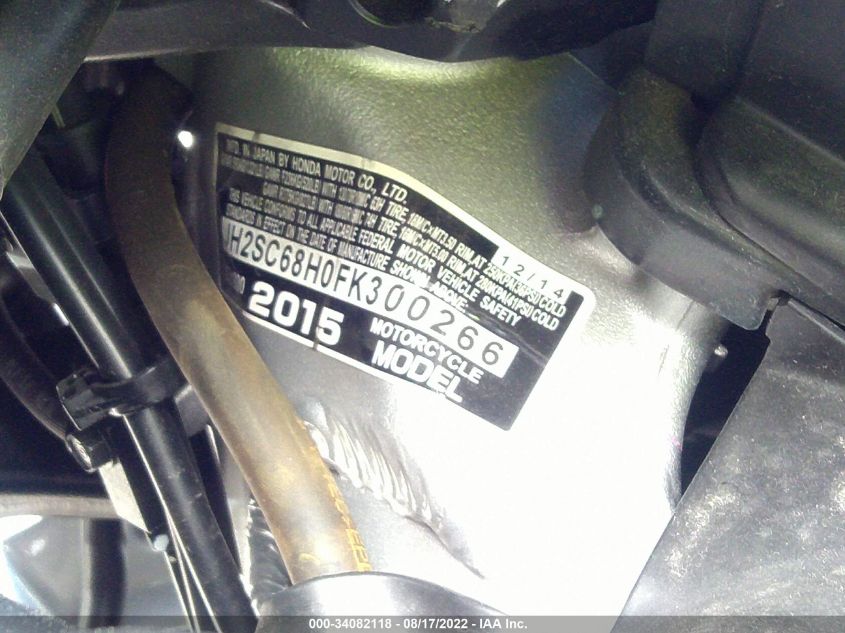 2015 HONDA GL1800 JH2SC68H0FK300266