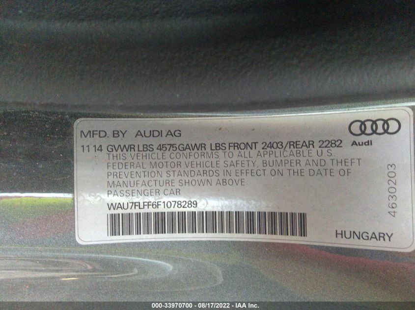 2015 AUDI A3 2.0T PREMIUM WAU7FLFF6F1078289