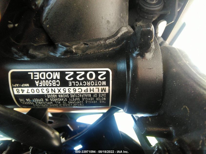 2022 HONDA CB500 FA MLHPC635XN5300748