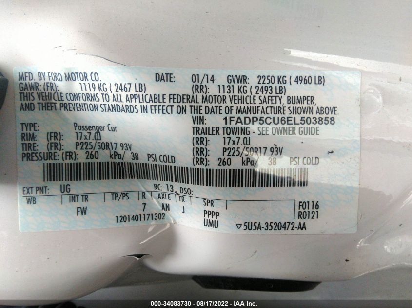 2014 FORD C-MAX ENERGI SEL 1FADP5CU6EL503858