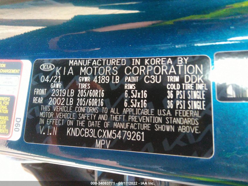 2021 KIA NIRO LXS KNDCB3LCXM5479261