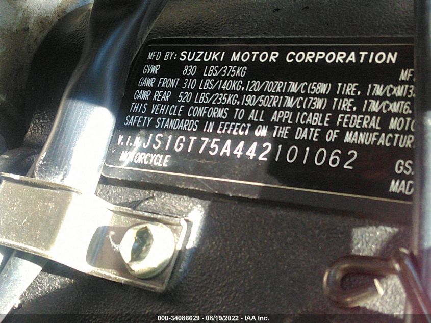 2004 SUZUKI GSX-R1000 JS1GT75A442101062