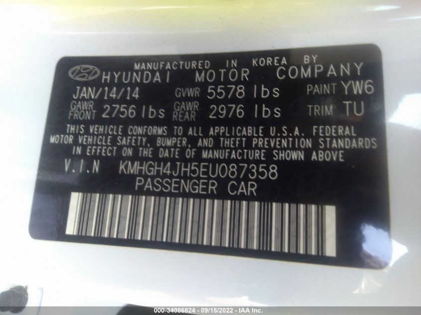 2014 HYUNDAI EQUUS SIGNATURE KMHGH4JH5EU087358