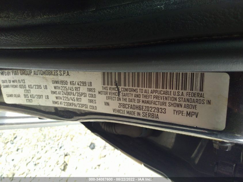 2014 FIAT 500L TREKKING ZFBCFADH6EZ022933
