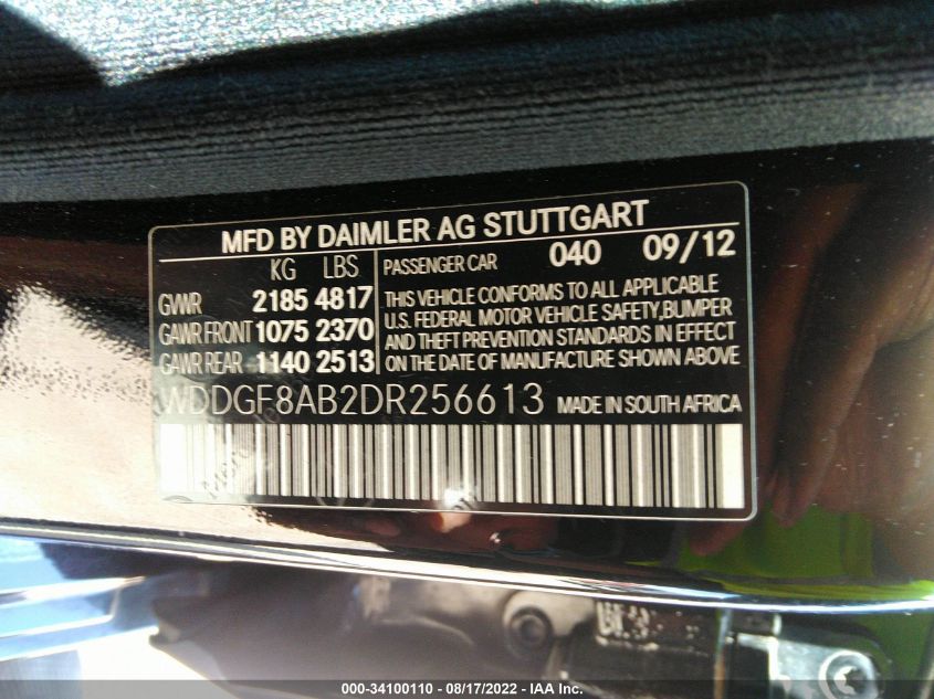 2013 MERCEDES-BENZ C-CLASS C 300 SPORT WDDGF8AB2DR256613