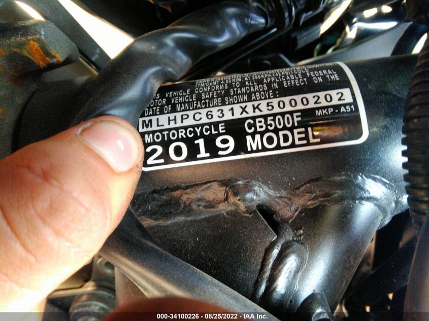 2019 HONDA CB500 F MLHPC631XK5000202