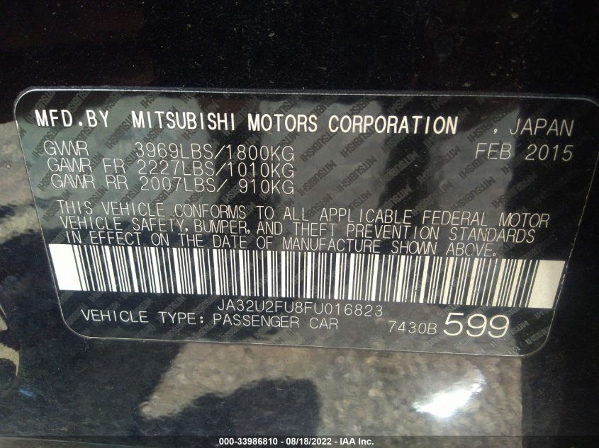 2015 MITSUBISHI LANCER ES JA32U2FU8FU016823