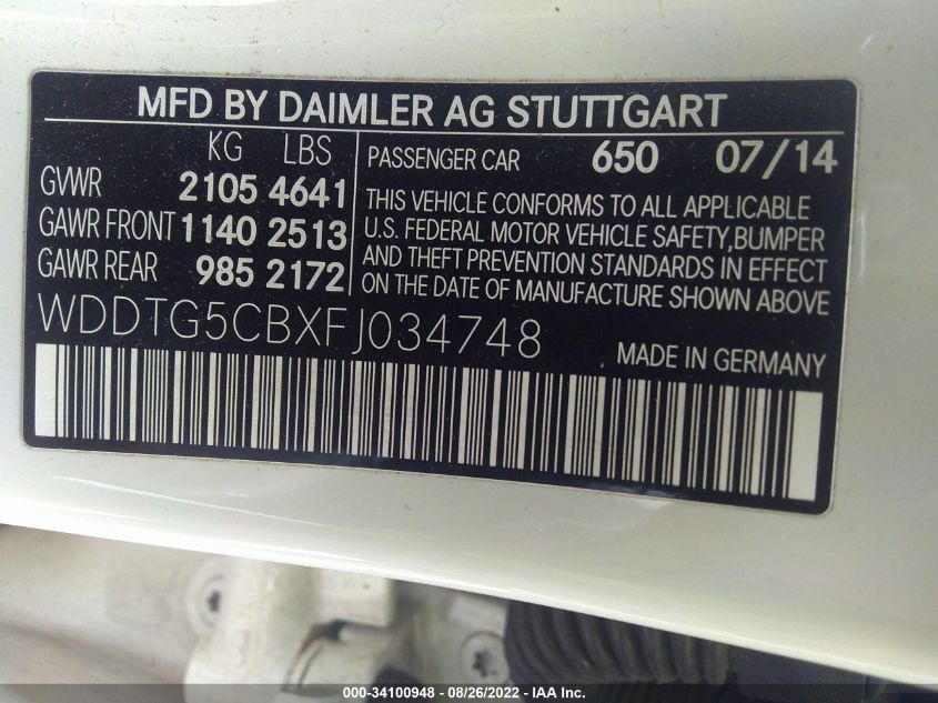 2015 MERCEDES-BENZ GLA-CLASS GLA 45 AMG WDDTG5CBXFJ034748