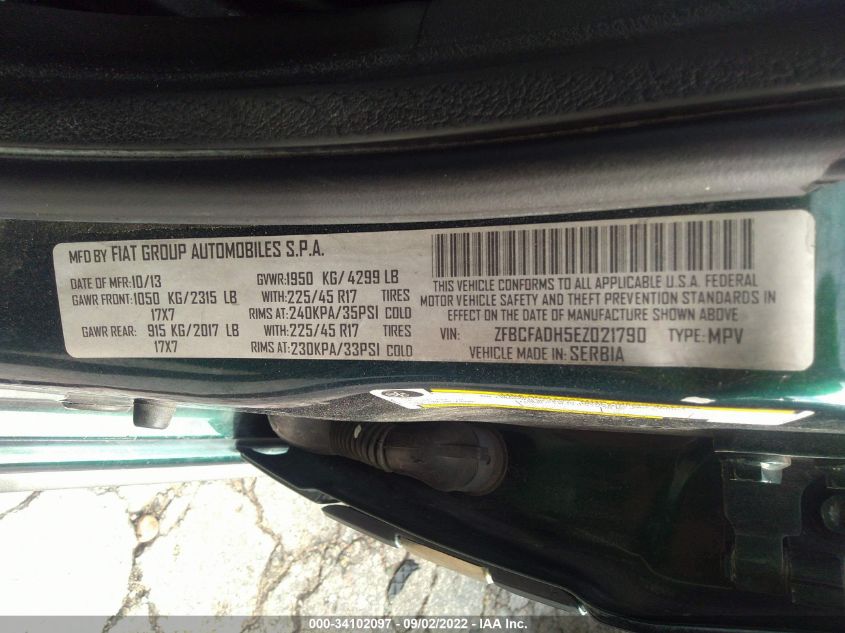 2014 FIAT 500L TREKKING ZFBCFADH5EZ021790