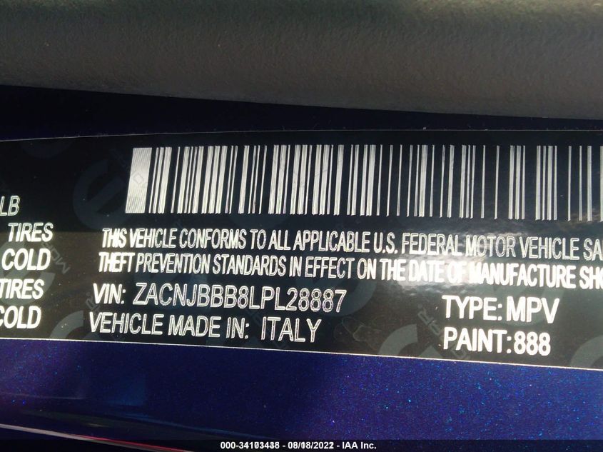 2020 JEEP RENEGADE LATITUDE ZACNJBBB8LPL28887