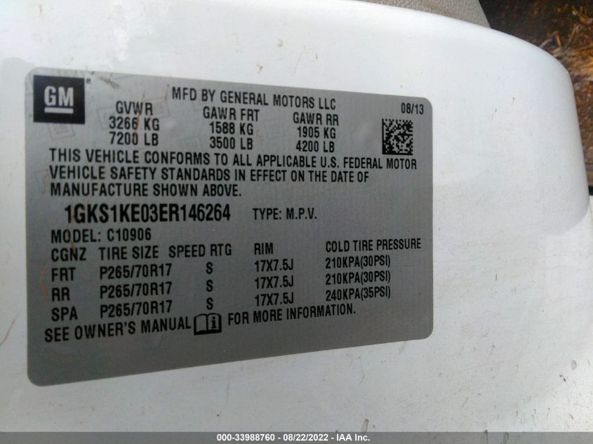 2014 GMC YUKON XL SLT 1GKS1KE03ER146264