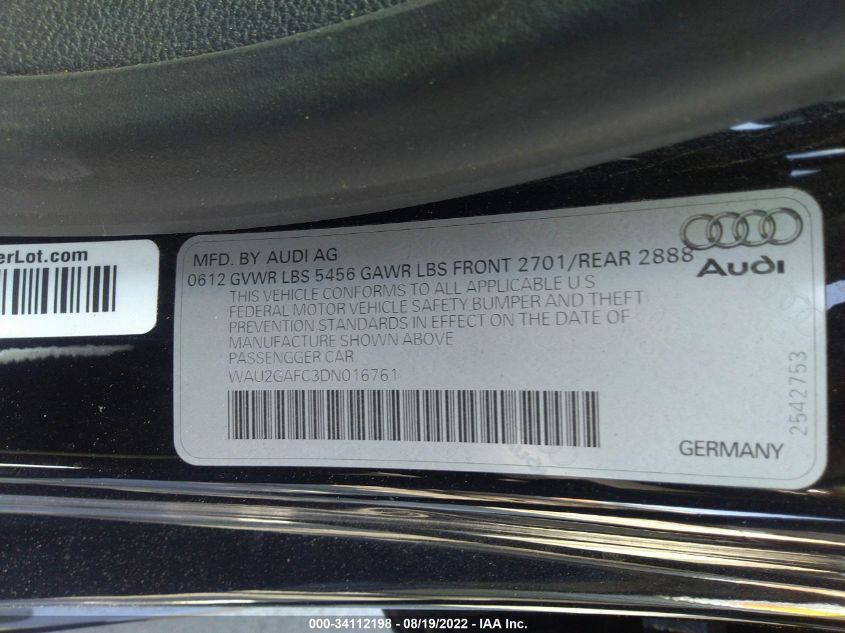 2013 AUDI A7 3.0 PRESTIGE WAU2GAFC3DN016761