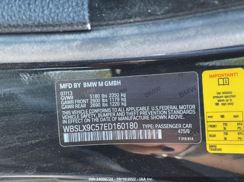 2014 BMW M6 WBSLX9C57ED160180