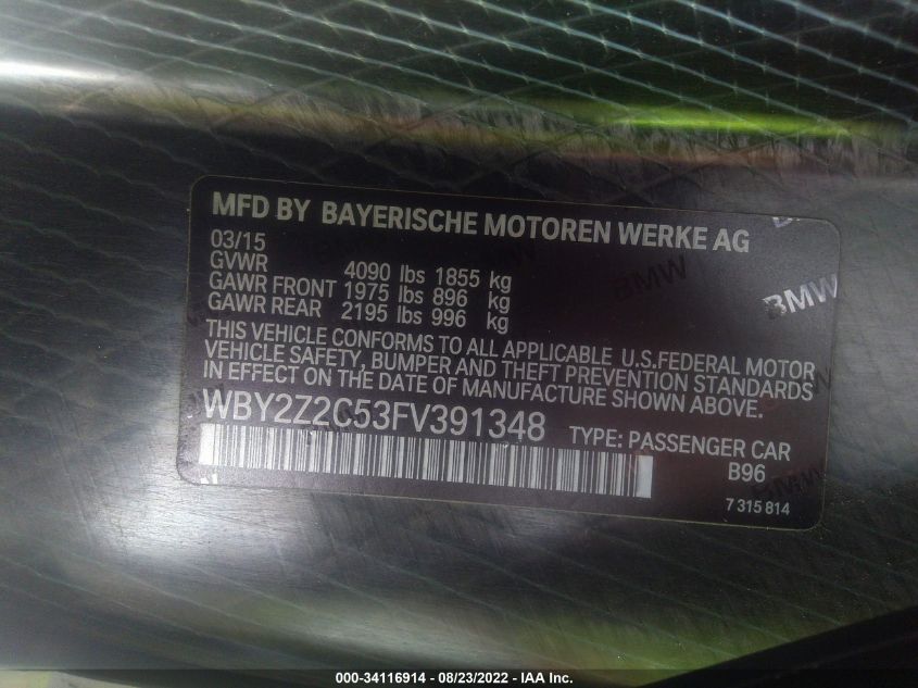 2015 BMW I8 WBY2Z2C53FV391348