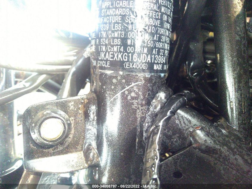 2018 KAWASAKI EX400 JKAEXKG16JDA13984