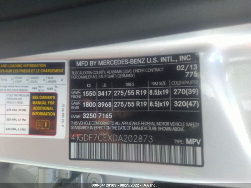 2013 MERCEDES-BENZ GL-CLASS GL 450 4JGDF7CEXDA202873