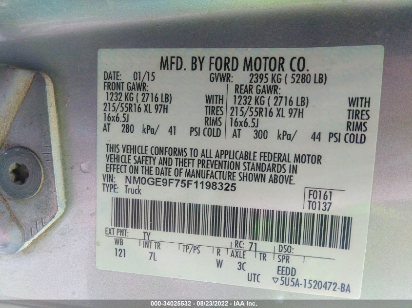 2015 FORD TRANSIT CONNECT WAGON XLT NM0GE9F75F1198325