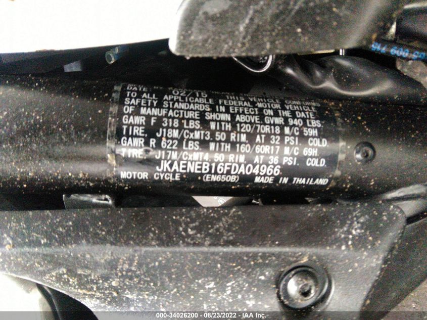 2015 KAWASAKI EN650 B JKAENEB16FDA04966