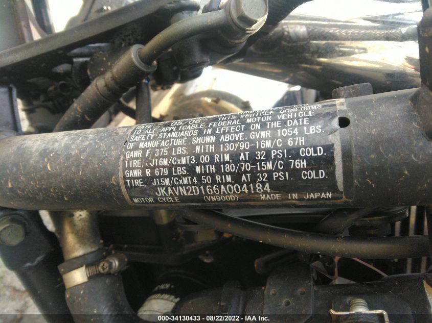 2006 KAWASAKI VN900 D JKAVN2D166A004184