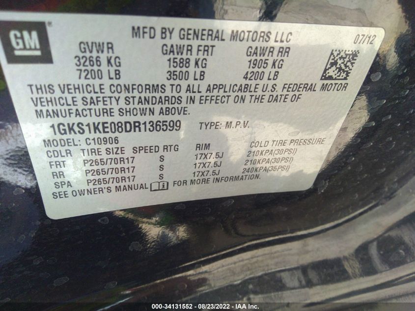 2013 GMC YUKON XL SLT 1GKS1KE08DR136599