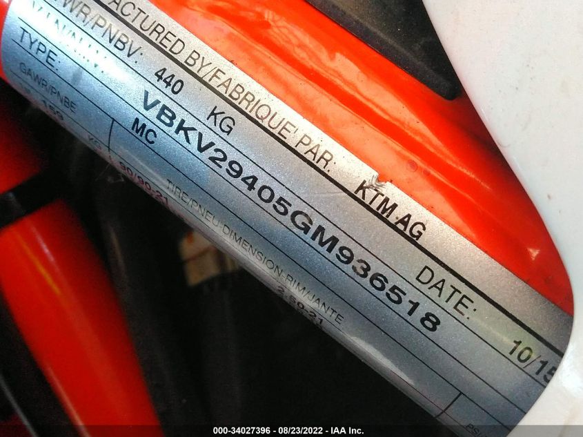 2016 KTM 1190 ADVENTURE R VBKV29405GM936518