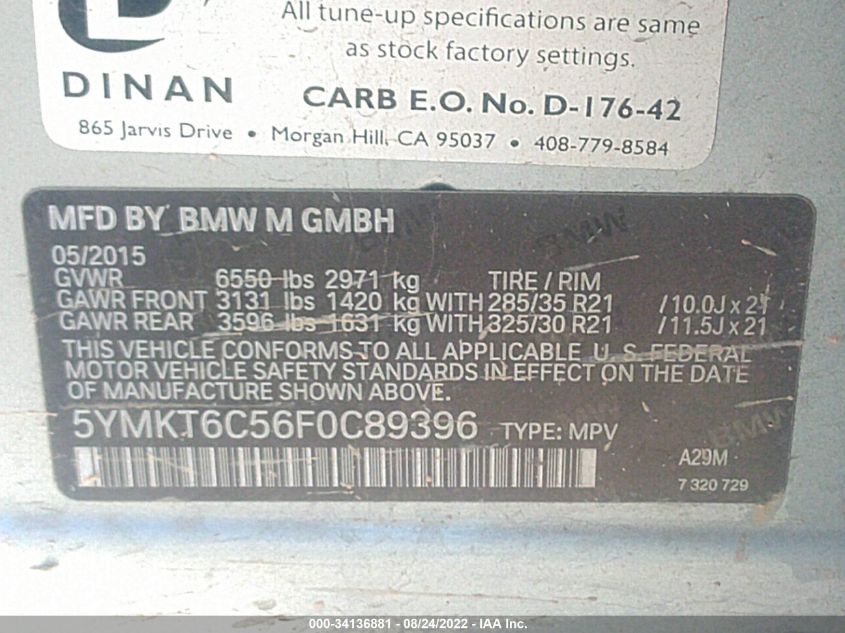 2015 BMW X5 M 5YMKT6C56F0C89396