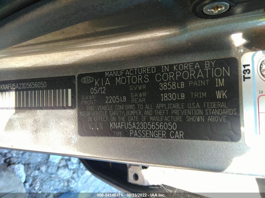 2013 KIA FORTE 5-DOOR EX KNAFU5A23D5656050