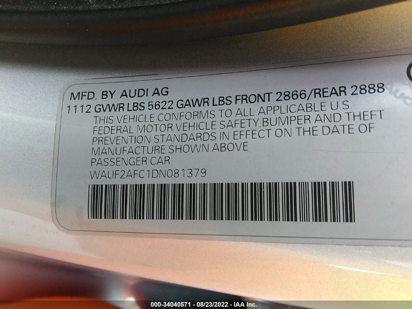 2013 AUDI S6 WAUF2AFC1DN081379