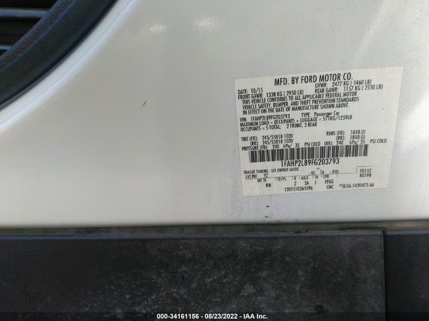 2015 FORD SEDAN POLICE INTERCEPTOR 1FAHP2L89FG203793