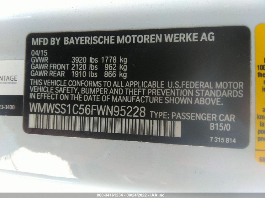 2015 MINI COOPER PACEMAN WMWSS1C56FWN95228
