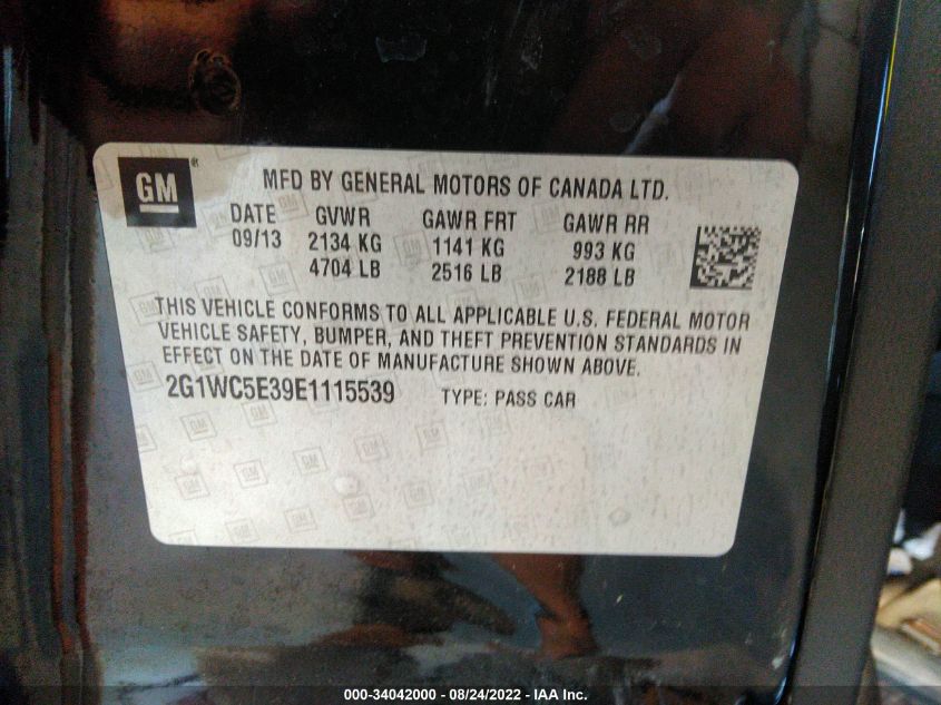 2014 CHEVROLET IMPALA LIMITED LTZ 2G1WC5E39E1115539