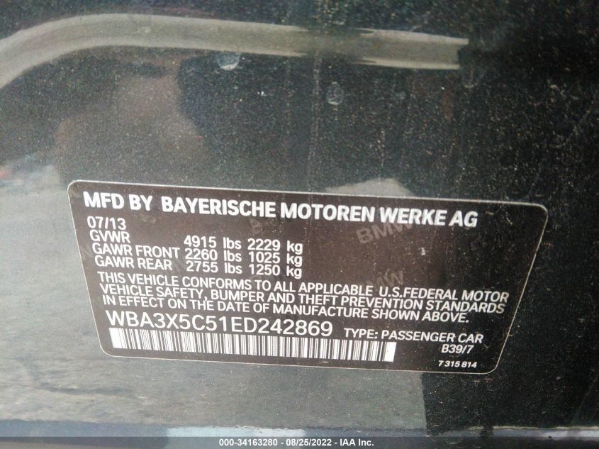 2014 BMW 3 SERIES GRAN TURISMO 328I XDRIVE WBA3X5C51ED242869