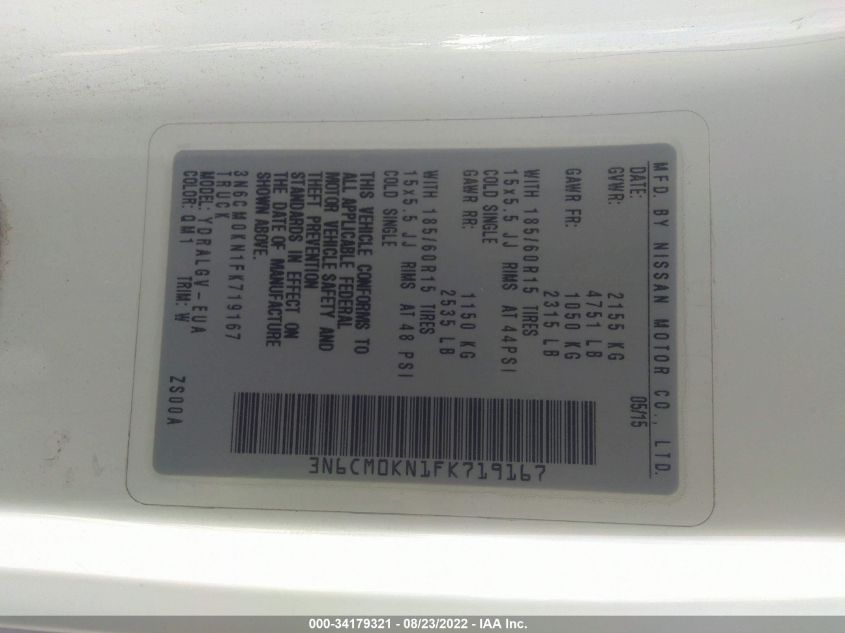 2015 NISSAN NV200 SV 3N6CM0KN1FK719167