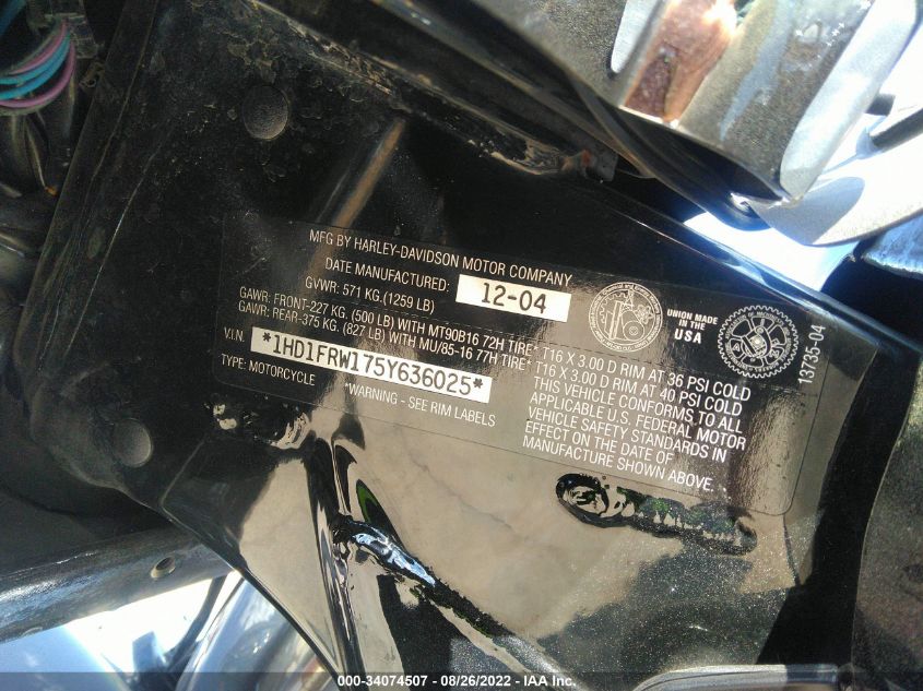 2005 HARLEY-DAVIDSON FLHRCI 1HD1FRW175Y636025