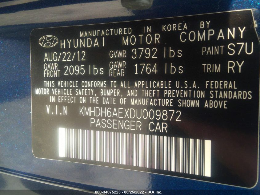 2013 HYUNDAI ELANTRA COUPE SE KMHDH6AEXDU009872