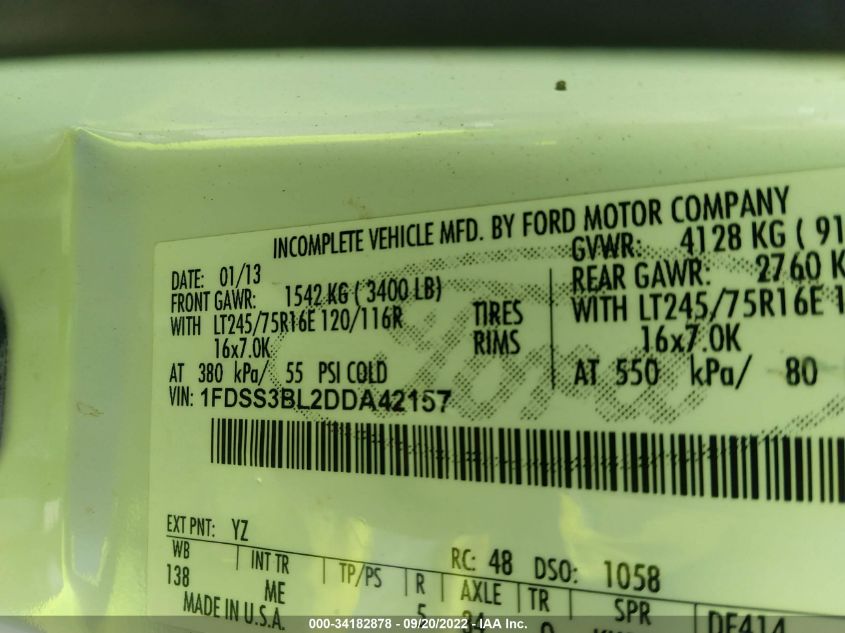 2013 FORD ECONOLINE WAGON XLT 1FDSS3BL2DDA42157