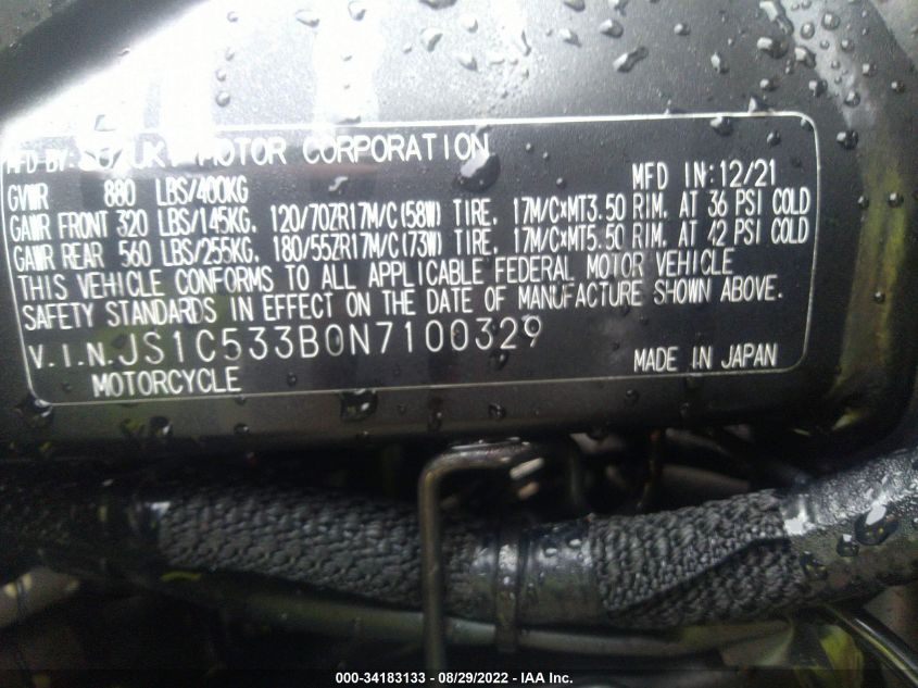 2022 SUZUKI GSX-S750 M/Z JS1C533B0N7100329