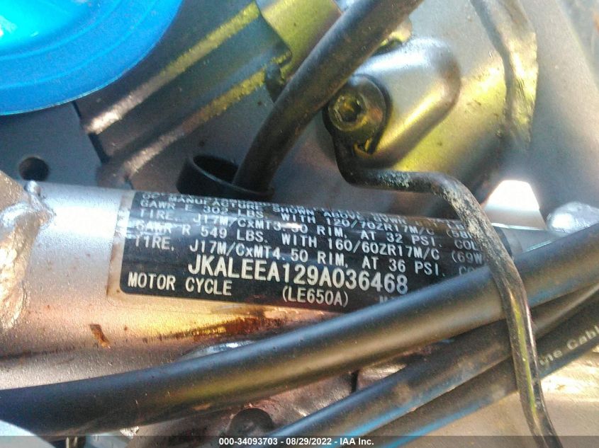 2009 KAWASAKI LE650 A JKALEEA129A036468