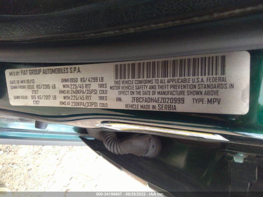 2014 FIAT 500L TREKKING ZFBCFADH4EZ020999