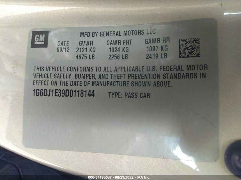 2013 CADILLAC CTS COUPE PERFORMANCE 1G6DJ1E39D0118144